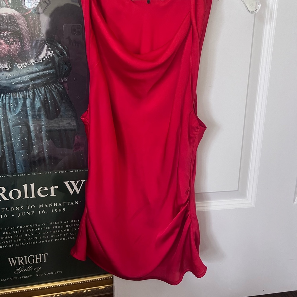 Red satin cowl neck Zara Top